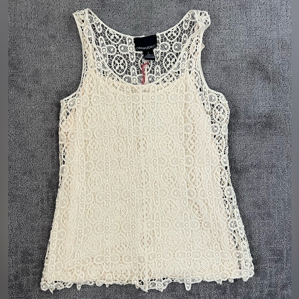 Cynthia Rowley Crochet Knit Lace Tank Top